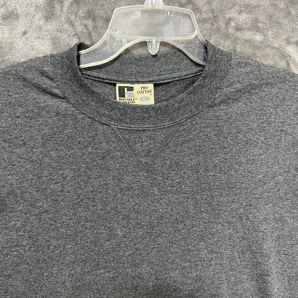 Russell Athletic Pro Cotton T-Shirt Gray Heather Crew Neck Short Sleeve Mens L - Picture 3 of 8